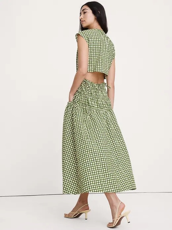 Banana Republic Dresses & Skirts - BANANA REPUBLIC SMOCKED COTTON POPLIN MAXI DRESS WITH OPEN BACK